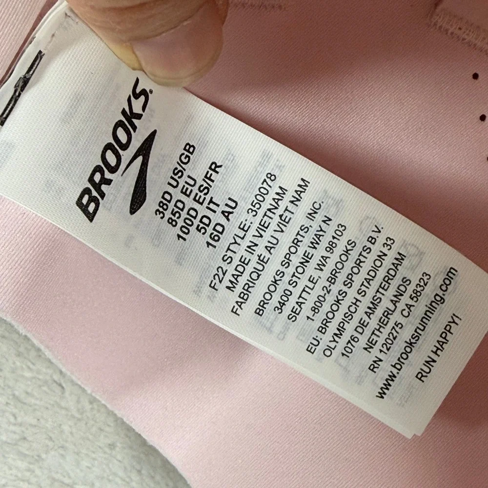 Brooks Dare Underwire Run Bra 38D Rosewater Pink High Impact 350078690 NEW
